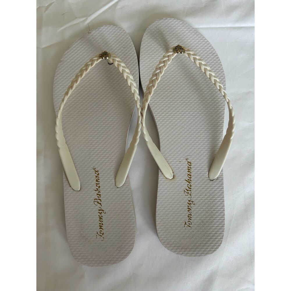 Tommy Bahama Women's White Braided Strap Flip Flops Size 9/10